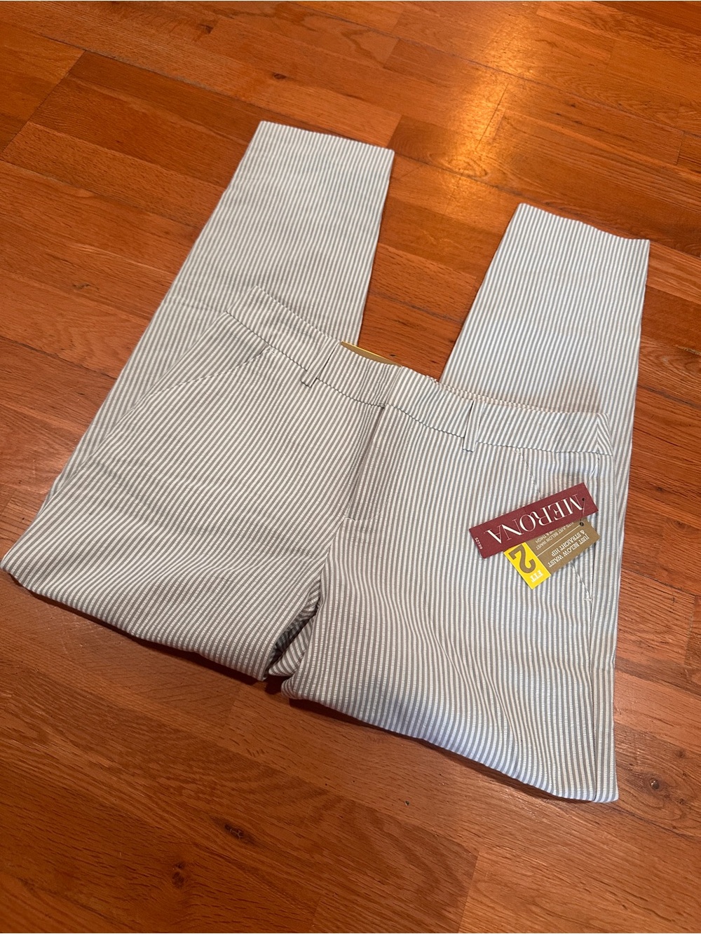 Merona womens Light Gray striped Seersucker Pants